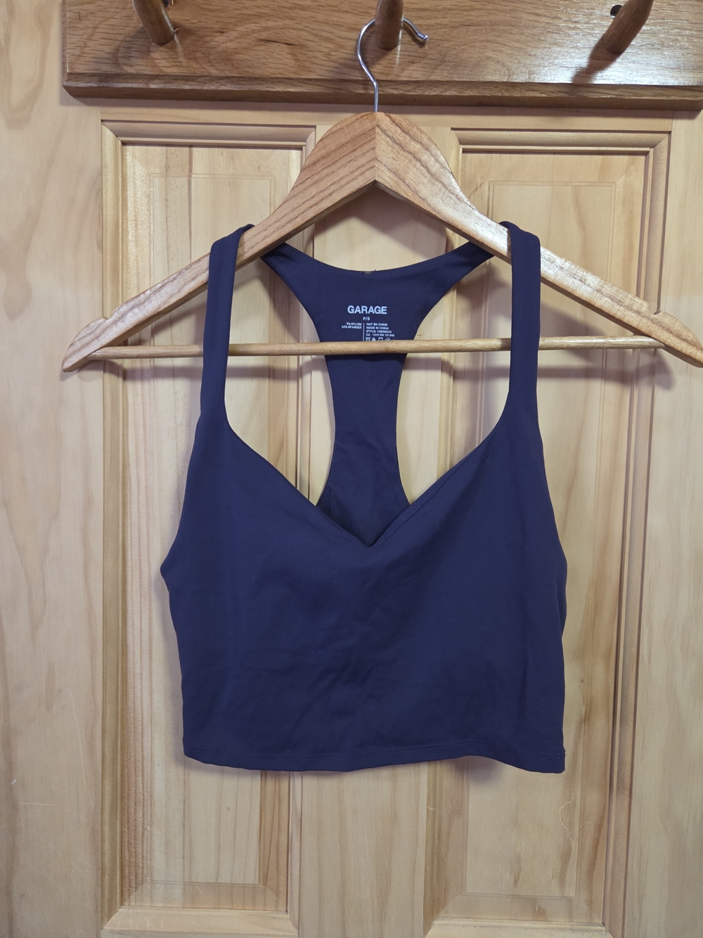 Garage Navy Racerback Crop Bralette -
